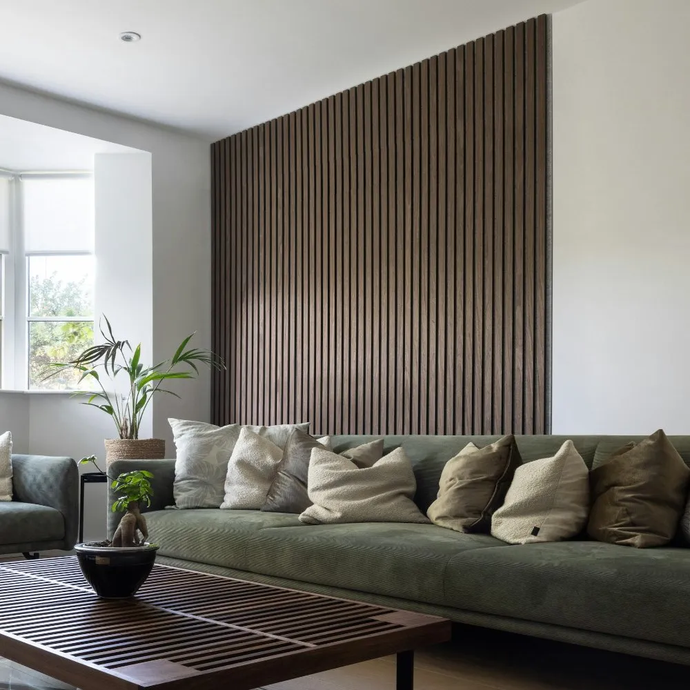 Specialty surfaces: wood slat feature wall